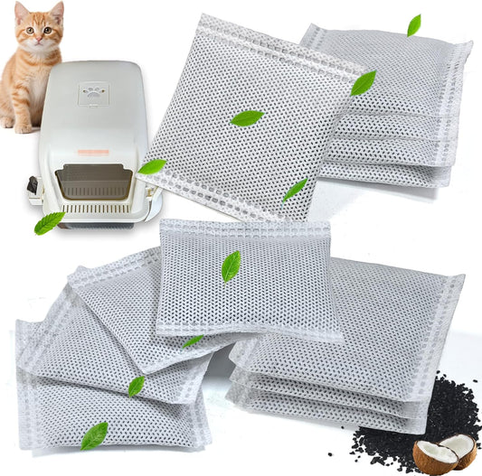 NewKe 12 Pack Odor Remover Refills for Hooded Cat Litter Box, Activated Charcoal Filters Replacement, Odor Eliminator for Automatic Litter Box, Activated Carbon Filters for Pet Odor, Keep Home Fresh