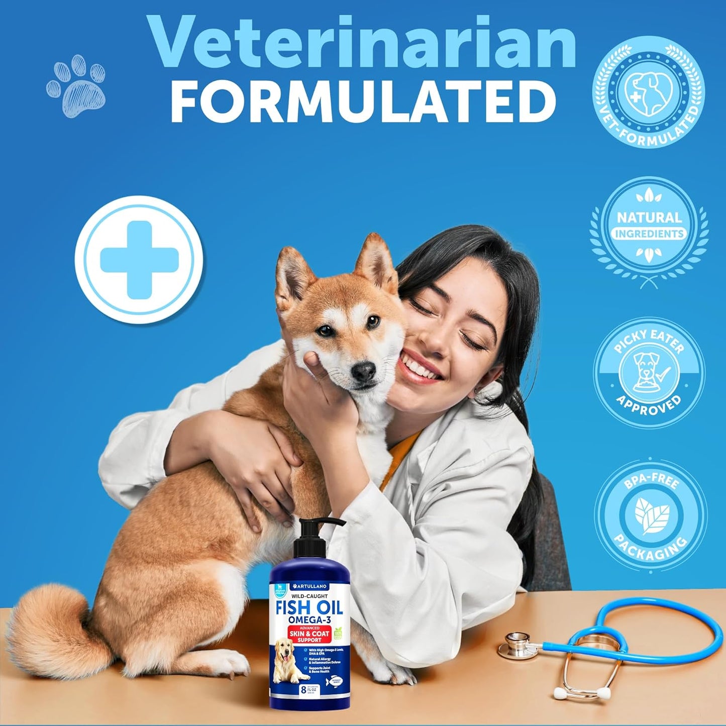 Omega 3 Fish Oil for Dogs - Better Than Salmon Oil - Skin and Coat Defense Liquid Supplement for Allergy Relief - High EPA & DHA for Shedding, Mobility, Itching, Joint & Bone Health Support - 8 FL OZ