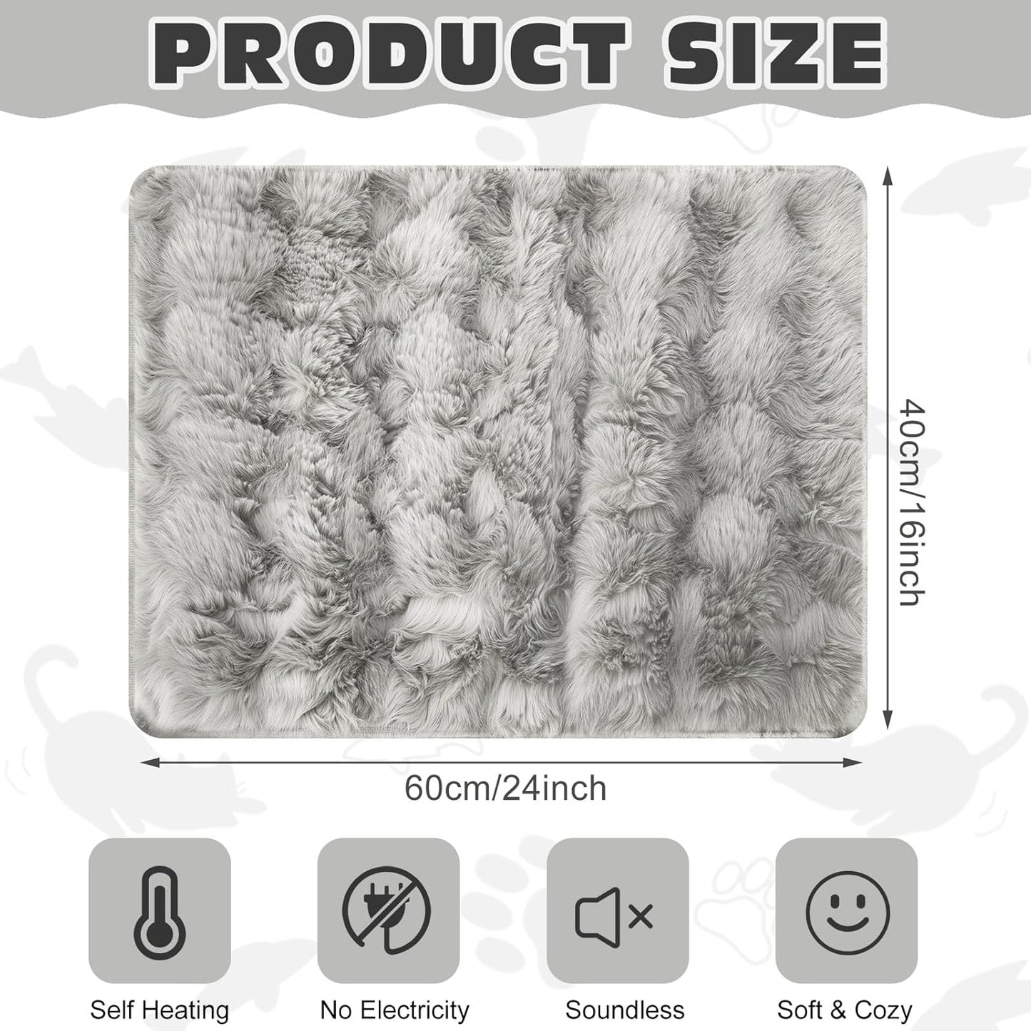 3 Pack Gray Self Warming Cat Bed Indoor 16''x24'' Self Heating Cat Mat Ultra Soft Thermal Kitten Bed Heated Pet Dog Pad Washable Removable for Outdoor Use Non Slip Reflect Body Heat