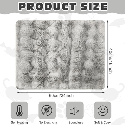 3 Pack Gray Self Warming Cat Bed Indoor 16''x24'' Self Heating Cat Mat Ultra Soft Thermal Kitten Bed Heated Pet Dog Pad Washable Removable for Outdoor Use Non Slip Reflect Body Heat