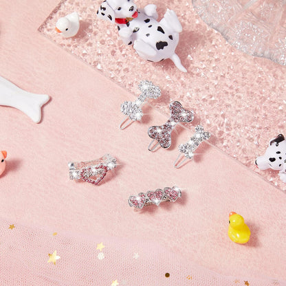 9 Pieces Dog Tiara Crown Hair Clips Pet Crystal Rhinestone Barrette Clips for Dog Puppy Ear Clear Doggie Crown Pet Grooming Hair Accessories for Pet Girl, 9 Styles(Vivid Style)