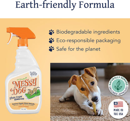 Bobbi Panter Messy Dog Stain & Odor Remover - (Case of 12) Bio-Enzymatic Power, Biodegradable Formula for Tough Stains & Odors, Earth-Friendly & Pet-Safe, Non-Toxic, 32 fl. oz. Spray Bottles