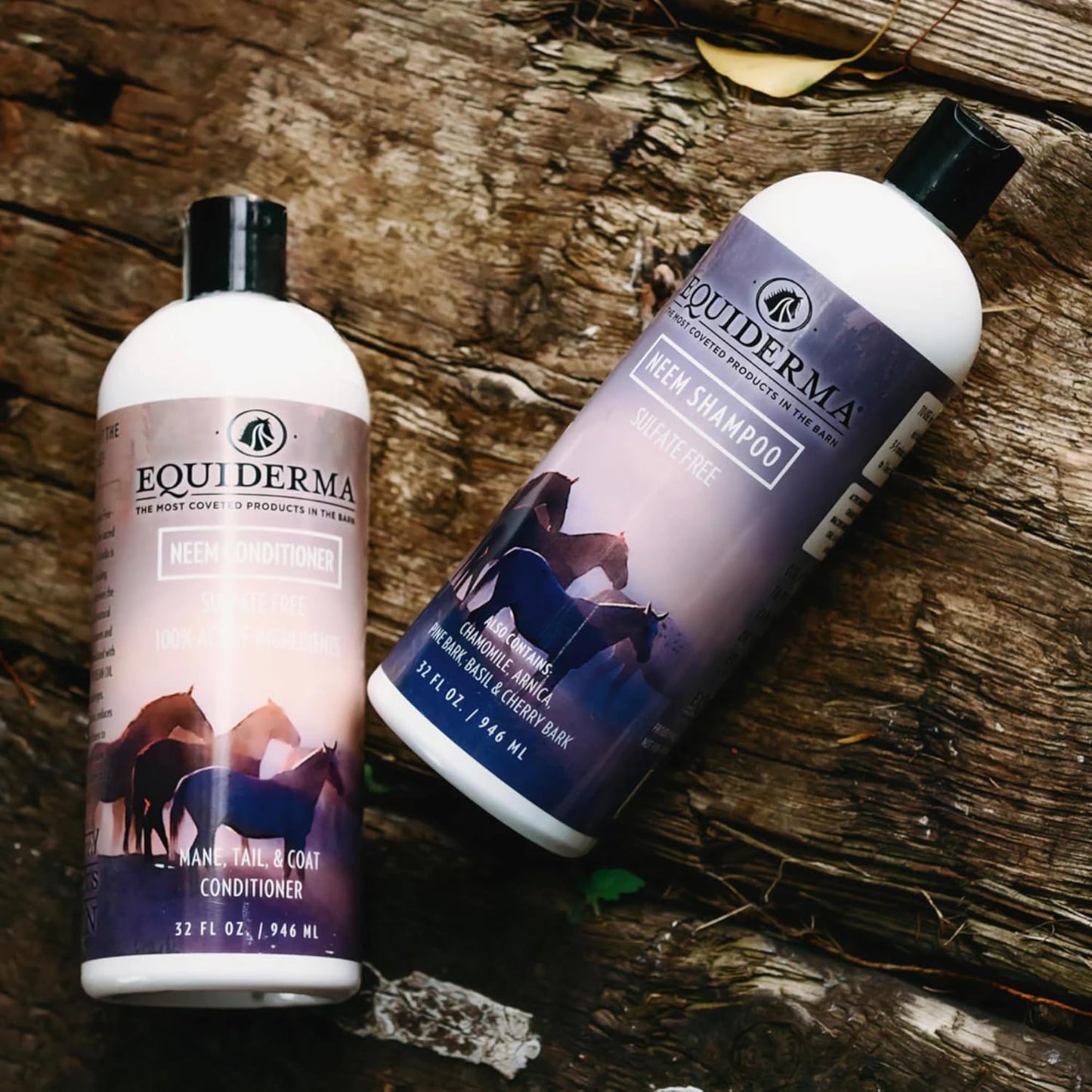 Equiderma Horse Shampoo & Conditioner Bundle – 32 oz Shampoo + 32 oz Conditioner – Hydrating, Soothing, Detangling Care for Skin, Mane, Tail & Coat - Pack of 2