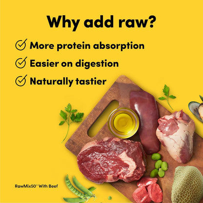 RawMix50 3Pack Premium Freeze-Dried Raw Cage-Free Chicken, Grass-Fed Beef, Grass-Fed Lamb Dog Food, Includes Kibble, Non-GMO, No Wheat or Corn, 12oz Each