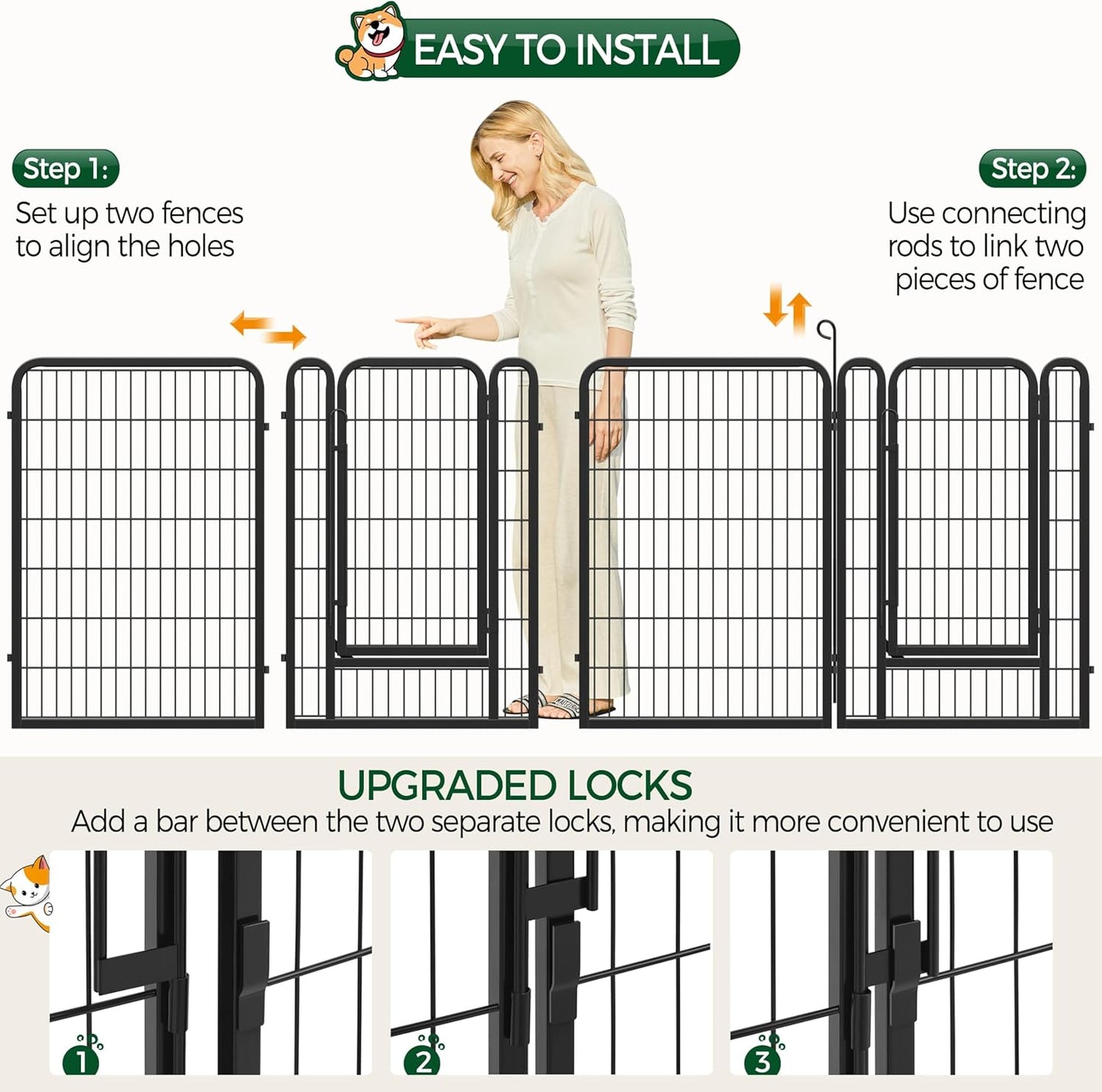 Yaheetech Dog Playpen, 40 inch 8 Panels Dog Pen for Indoor Heavy Duty Puppy Exercise Pen Metal Pet Fence for RV Camping/Yard/Garden