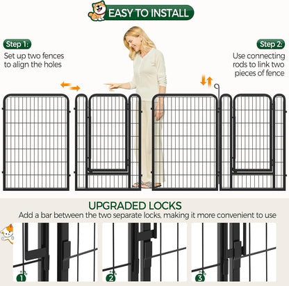 Yaheetech Dog Playpen, 40 inch 8 Panels Dog Pen for Indoor Heavy Duty Puppy Exercise Pen Metal Pet Fence for RV Camping/Yard/Garden