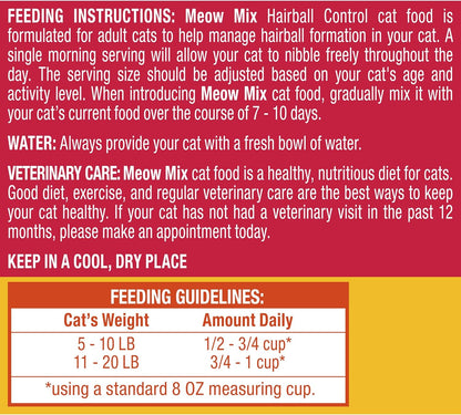 Meow Mix Hairball Control Dry Cat Food, 6.3 Pound Bag