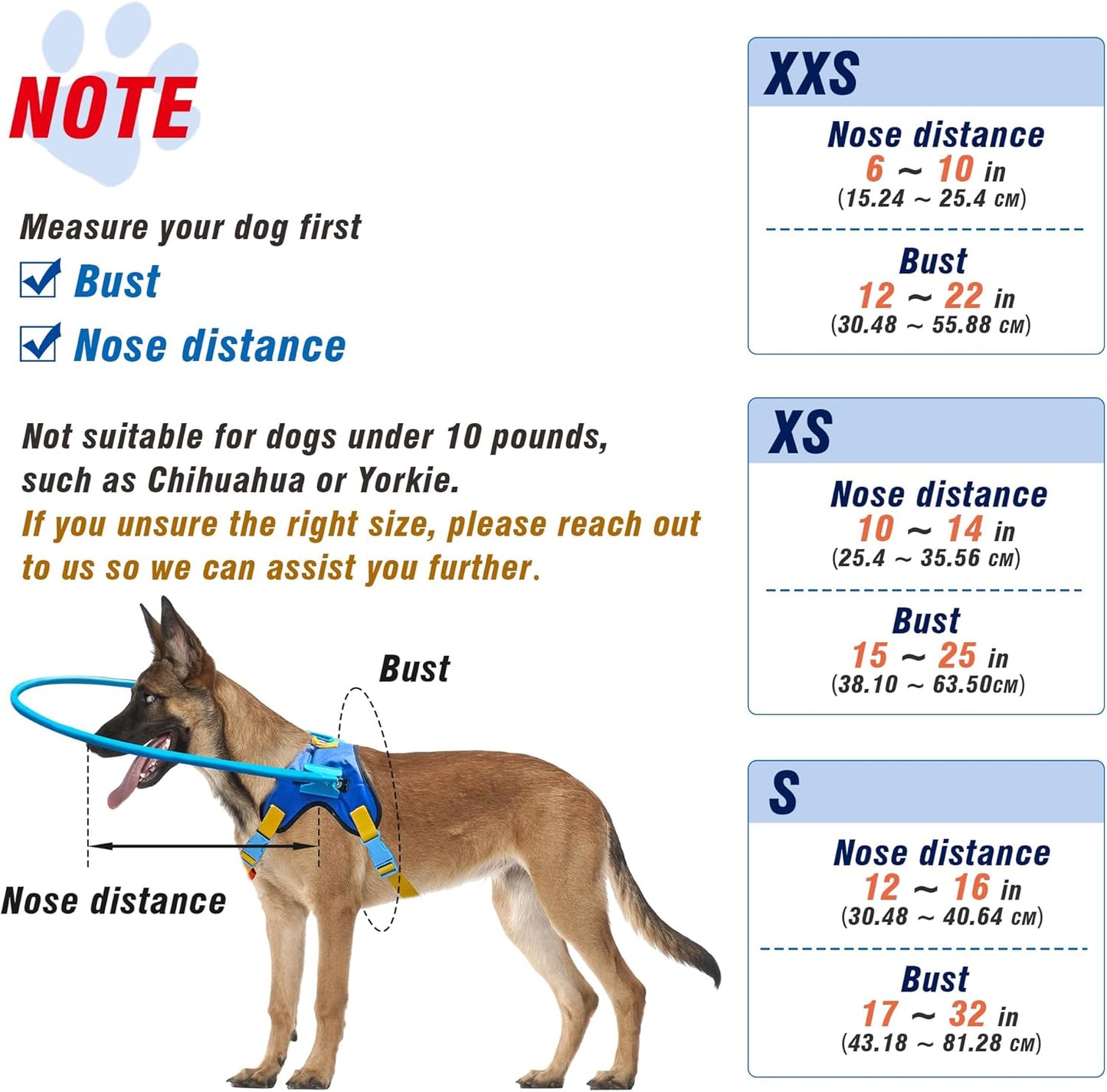 Blind Dog Halo Harness, Protective Halo Dog Collar for Blind Dogs, Confidence Building Harness Guiding Device