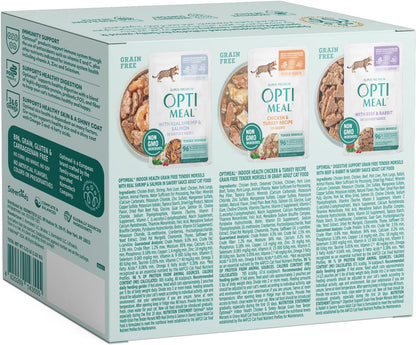 Optimeal Wet Cat Food Variety Pack - Grain Free Tender Morsels, High Protein Premium Nutrition Made with Natural European Ingredients in Savory Gravy, Adult Cat Food Wet Pouches 3oz Pouch (Pack of 12)