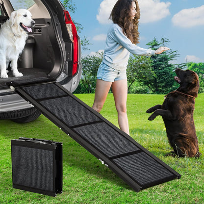 Dog Ramp for Car, 63" Long & 17" Wide Folding Dog Ramps for Car, Portable Pet Car Ramp with Non-Slip Surface, Outdoor Dog Car Ram-p Up to 250 LBS, Extra Wide Steps for SUV Car & Truck