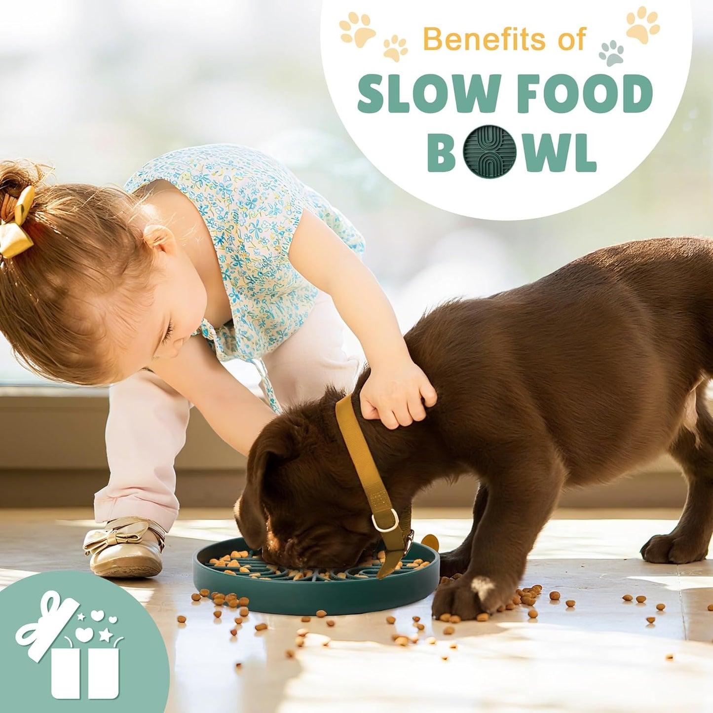 2 in 1 Slow Feeder Dog Bowls Small Breed, Silicone Lick Mat for Dogs, Dog Puzzle Bowl with Suction Cups for Anxiety Relief, Slow Feeder- Dishwasher Safe,Green,Spatula+UU Dogs Bowl+Cyclone Lick Pad