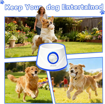 Automatic Ball Launcher for Dogs with 8 Balls - Adjustable Distance up to 50ft,Charger, Whistle & Storage Bag - Interactive Fetch Machine Toy for Indoor Outdoor Play, for Medium Large Breed Dogs.