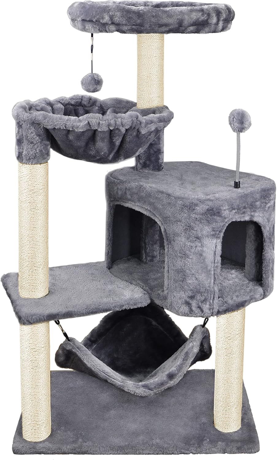 YUNIQUE Cat Tree with Cat Condo and Big Hammock, Grey