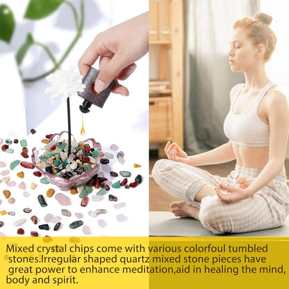 Mixed Crushed Crystal Chips Bulk 1lb 1200+Pcs Assorted Tumbled Stone Chips Natural Polished Mixed Chakra Aquarium Gravel Rocks for Plants Terrarium Supplies Fish Tank Gravel Pebbles Vase Filler