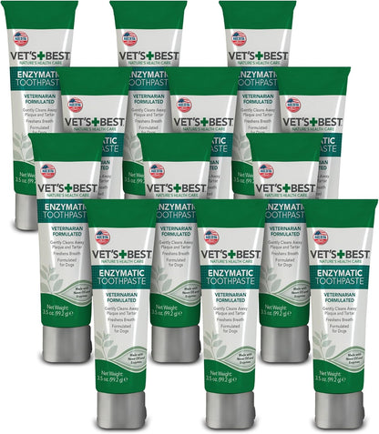 Vet's Best Enzymatic Dog Toothpaste - Teeth Cleaning and Fresh Breath Dental Care Gel - Vet Formulated - 3.5 oz Tubes (12 Pack)