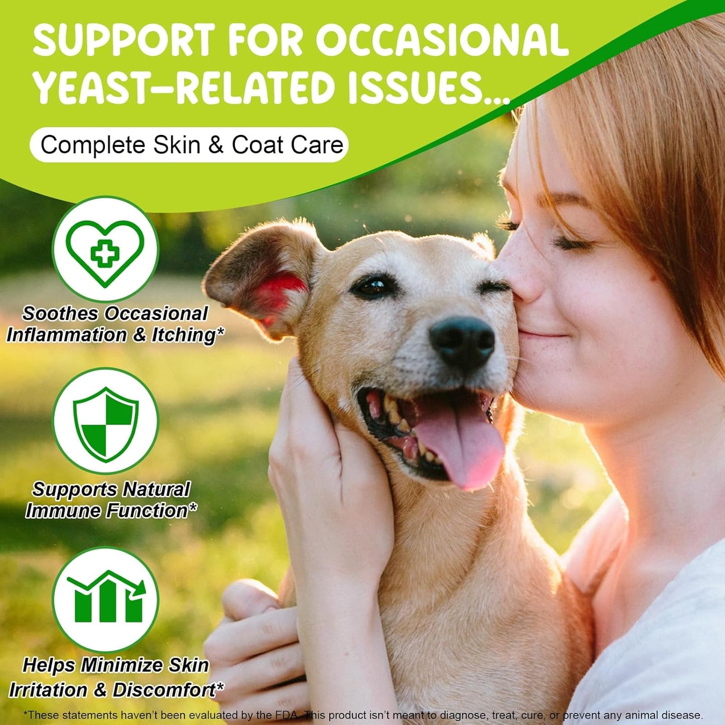 Natural Yeast Treatment for Dogs (2 Pack), Yeast Infection Treatment for Dogs, Supports Healthy Itch Relief, Dog Allergy Relief, Alleviates Itching, Improves Coat & Skin, Dog Herbal Supplement