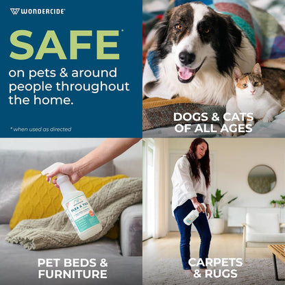 Wondercide - Flea, Tick & Mosquito Spray for Dogs, Cats, and Home - Tick Killer, Control, Prevention, Treatment - with Natural Essential Oils - Pet and Family Safe - Cedarwood 16 oz