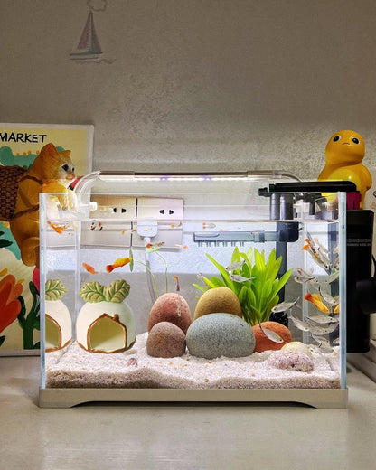 Aquarium Decor Cave Betta Fish Aquarium Accessories Ornaments Hiding Cave Daikon House Hideout for Shrimp Cichlid Hermit Crab, Octopus Hiding Breeding for Tank (White)