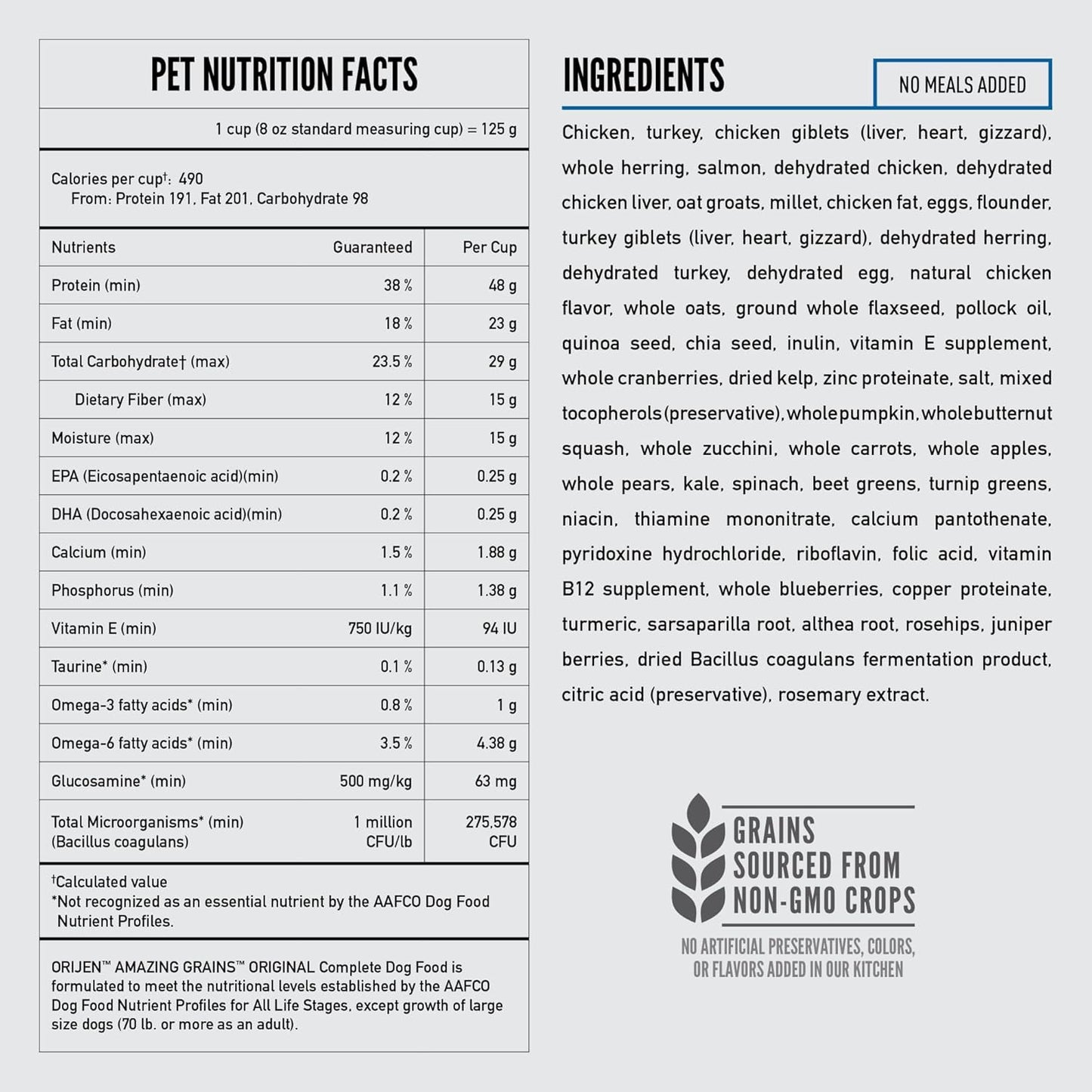 ORIJEN Amazing Grains Dry Dog Food Original Recipe 30lb Bag