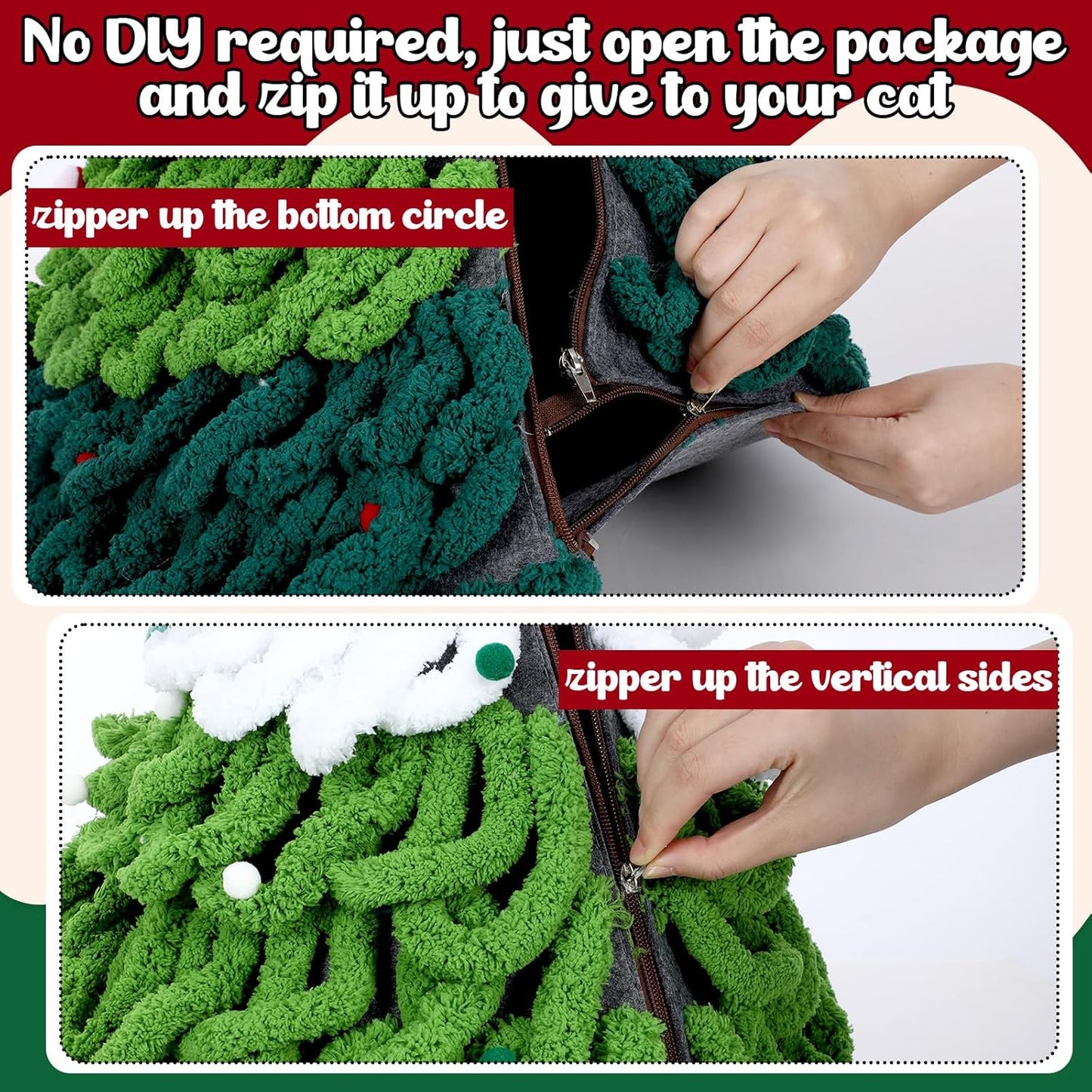 Cat Christmas Tree House Assembled Felt Cat Cave House Removable Comfortable Triangle Pet Teepee Xmas Dog Cave in Winter