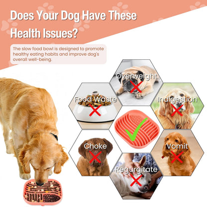 Slow Feeder Bowl With Lick Mat for Medium & Large Breed Dogs - Non-Slip Silicone (Coral)