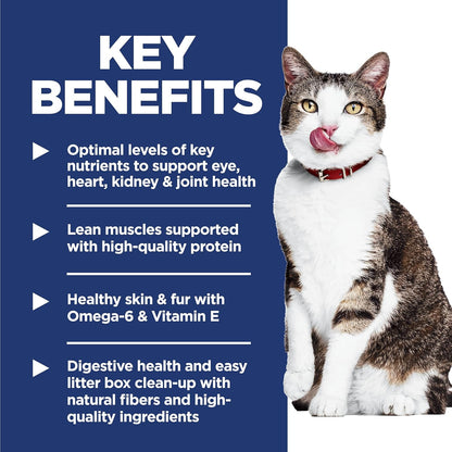 Hill's Science Diet Indoor, Senior Adult 11+, Easy Litter Box Cleanup, Dry Cat Food, Chicken Recipe, 7 lb Bag