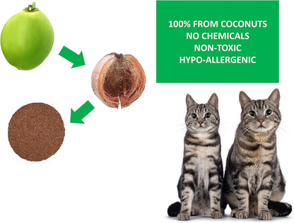 Coconut Husk Cat Litter – Lightweight, Natural & Non-Clumping - Coconut Coir Litter for Cats, Pets & Chicken Coops - Low Dust, Activated Charcoal Odor Control, Biodegradable