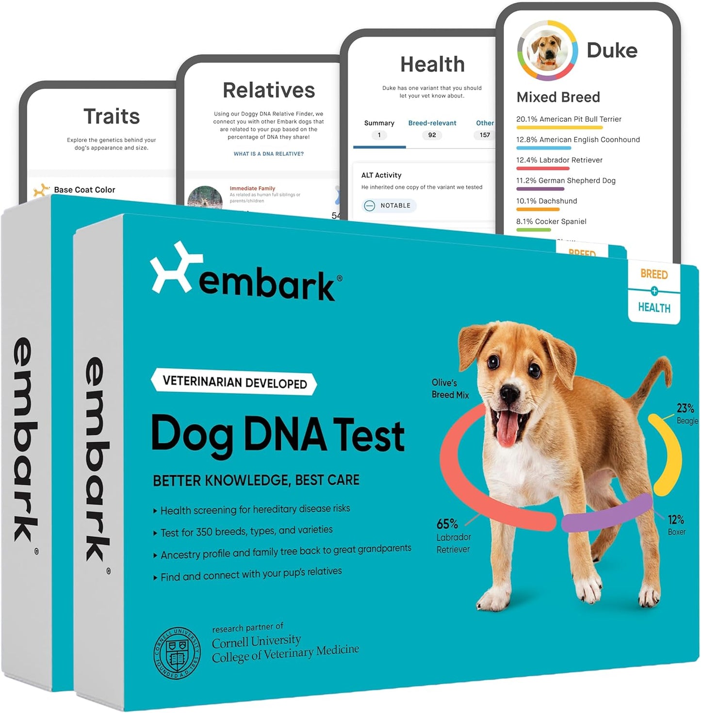 Embark Breed & Health Kit (2 Pack) - Dog DNA Test - Discover Breed, Ancestry, Relative Finder, Genetic Health, Traits, COI