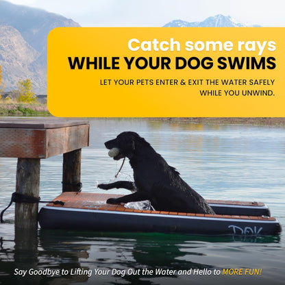DOK Dog-DOK Inflatable Dock Platform: Safe & Easy Water Access for Dogs Up to 230 lbs; Floating Non-Slip EVA Foam with Dog Boat Ramp for Pool, Dock, & Lake | Military Grade & High Visibility