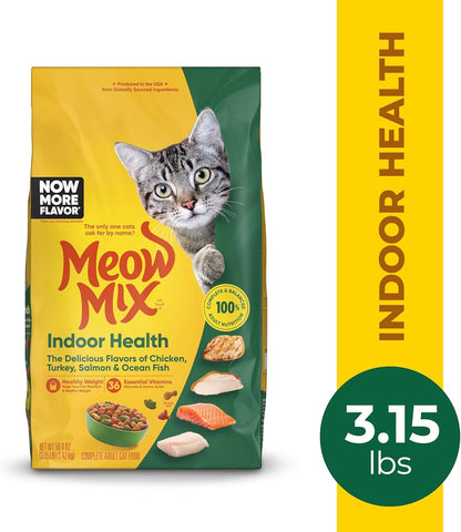 Meow Mix Indoor Formula Dry Cat Food, 3.15 Pound Bag (Pack of 4)