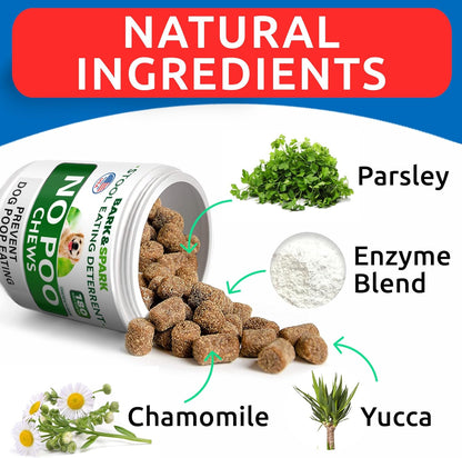 No Poo Chews for Dogs - Stool & Coprophagia Deterrent w/Probiotics, Digestive Enzymes & Breath Aid Support - Stop Dog Poop Eating - Made in USA (180Ct)
