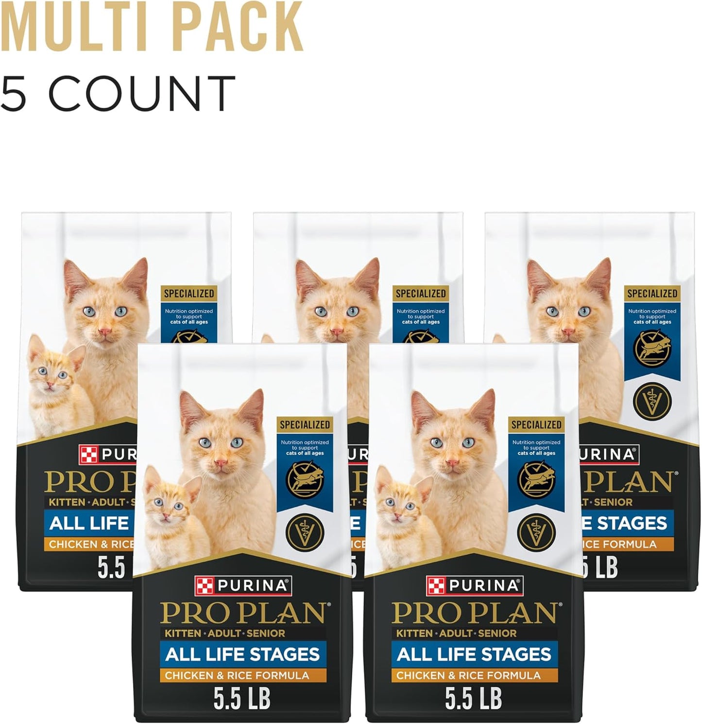Purina Pro Plan All Life Stages High Protein Cat Food Chicken and Rice Dry Kibble 5.5 Pound (Pack of 1)