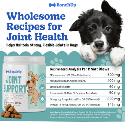 BoneItUp Dog Treat Baking Mix + Hip & Joint Support Chews – Low Calorie Nutrient-Rich Treat Mix and Glucosamine, Chondroitin, MSM & Omega Mobility Supplement for Puppies, Adults & Senior Dogs