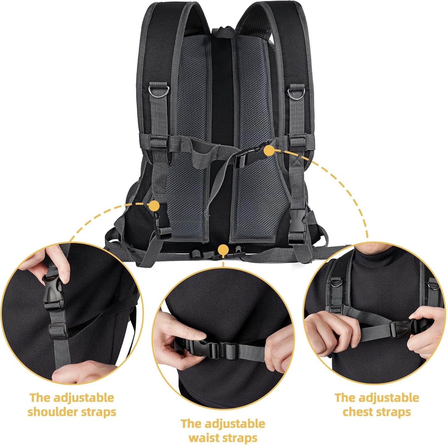 WOYYHO Pet Dog Carrier Backpack Small Dog Front Backpack Ventilated Dog Carrier Back Pack with Storage Pockets, Adjustable Straps & Safety Belt for Travel Hiking Outdoor (Size M: 5-9 lbs, Black)