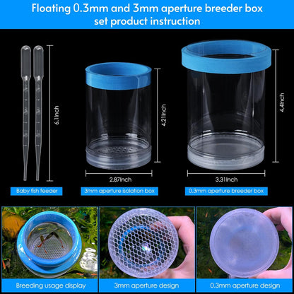 middlefloatingbreederbox Breeder Box for Fish Tank Isolation Aquarium Separator Hatchery Incubator for Guppy Baby Betta Saltwater Clownfish Coral Aggressive or Injured Fish (Middle Two-Piece Set)