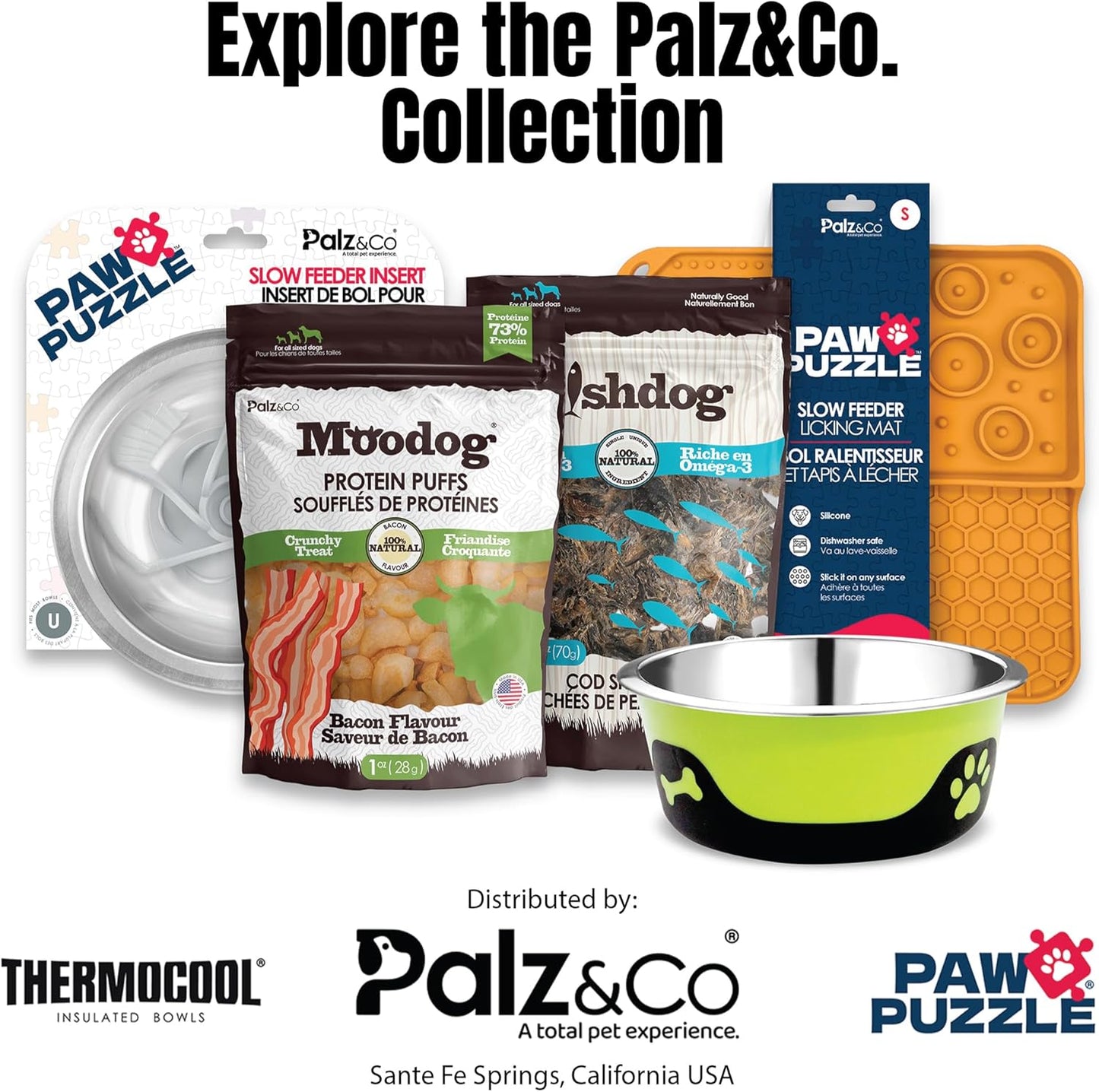 Palz&Co Paw Puzzle 2-in-1 Slow Feeder & Lick Mat - Large 15.75"x10.5" Green Non-Slip Silicone Mat for Dogs & Cats, Dry or Wet Food, Enrichment Puzzle Feeder, Dishwasher Safe