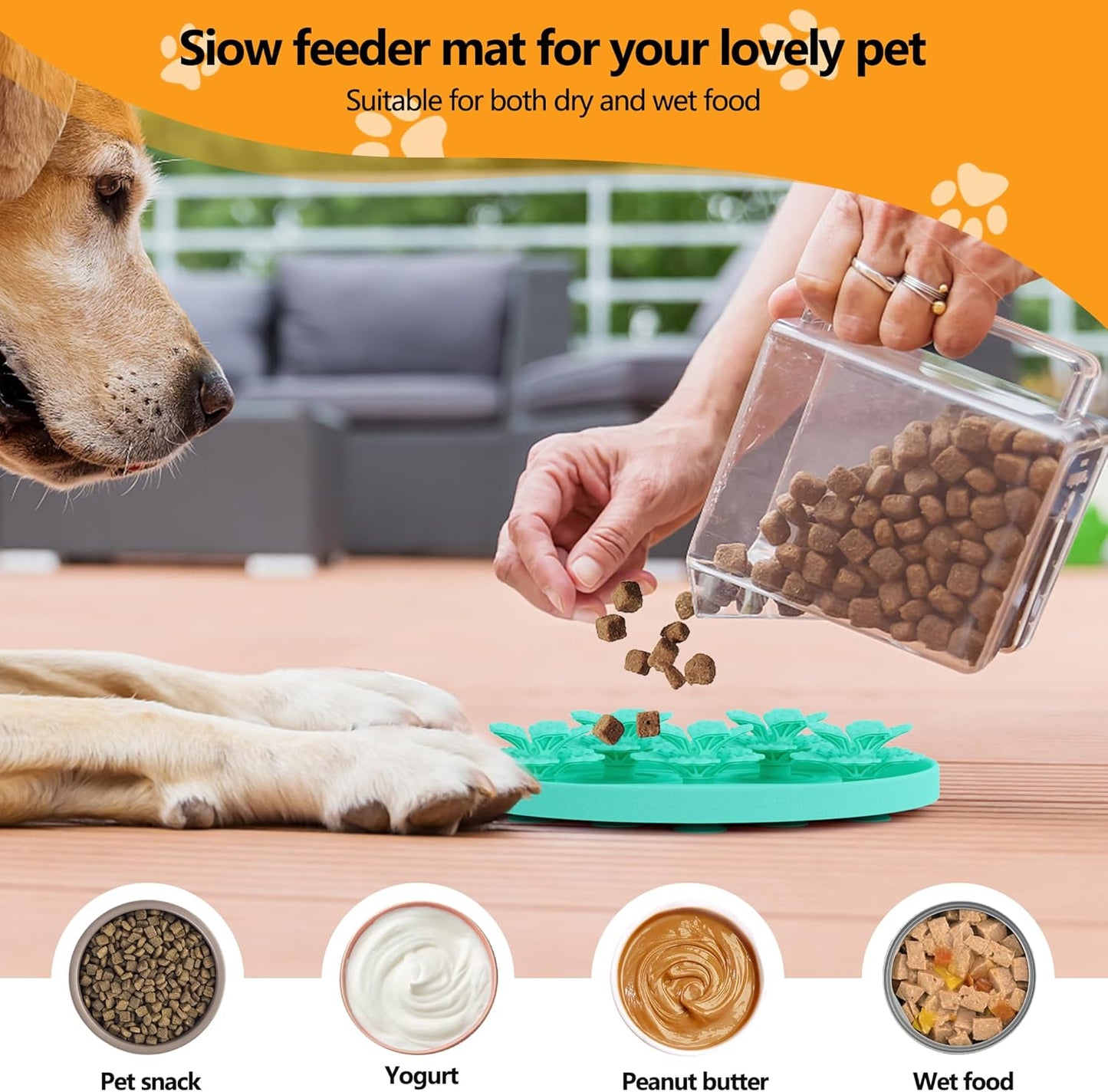AWINNER Slow Feeder Dog Bowl Make Mealtime Fun and Healthy with - Reduce Overeating and Aid Digestion Cat Lick Mat (Cyan)