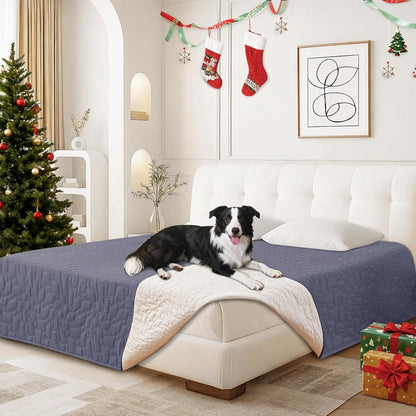 Waterproof Dog Blanket, Non-Slip Soft Pet Bed Cover, Couch Cover for Dogs Washable, Protects Sofa, Furniture, Crate, Car, Tear Resistant Leakproof Pet Blanket (68x82 Inch, Grey Blue)