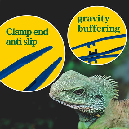 4-Pack Reptile Feeding Tongs Set - Hygienic Anti-Slip Blue Tweezers for Bearded Dragons, Lizards, Snakes, Aquariums & Small Animals(Five colors to choose from)