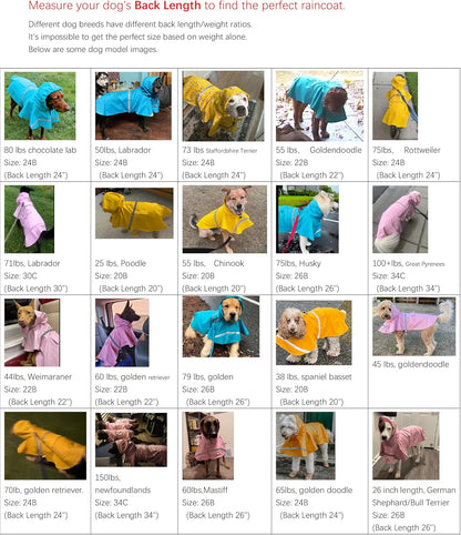 HAPEE Dog Raincoats with Reflective Strip Hoodie,Poncho Jacket for Large Dogs (E5-Yellow River, 16A (Back Length 16"))