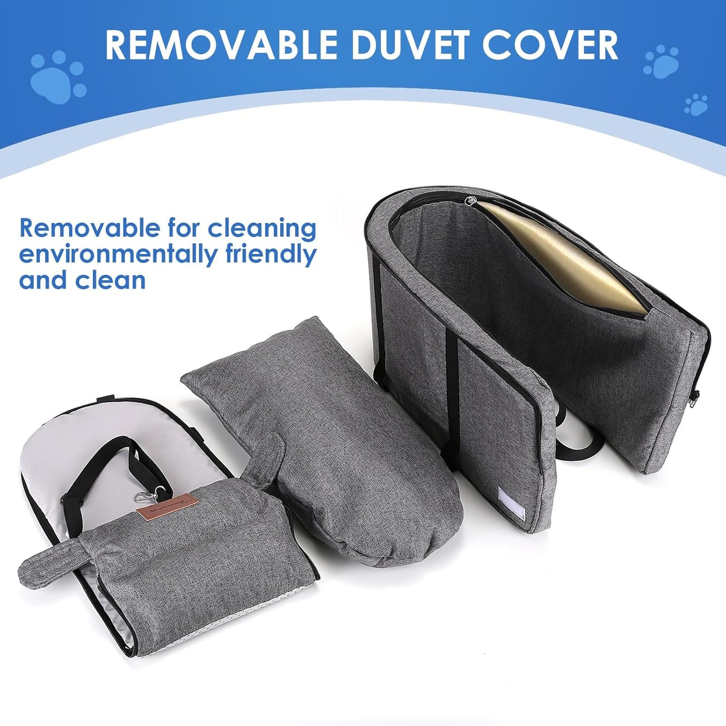 Dog Car Seat for Small Dogs, Center Console Dog Car Seat with Storage Pockets and Clip-On Safety Leash, Detachable and Washable Dog Booster Car Seat, Portable Dog Travel Carrier Bed(Grey)