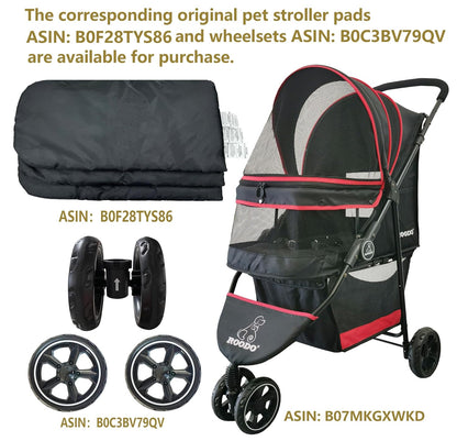 ROODO Escort 3 Wheel Dog Cat Pet Stroller for Small/Medium Dogs Cats Best Lightweight Foldable Portable Compact Jogger Travel All Terrain Pet Gear System Puppy Doggie Bunny Kitty Stroller(Black)