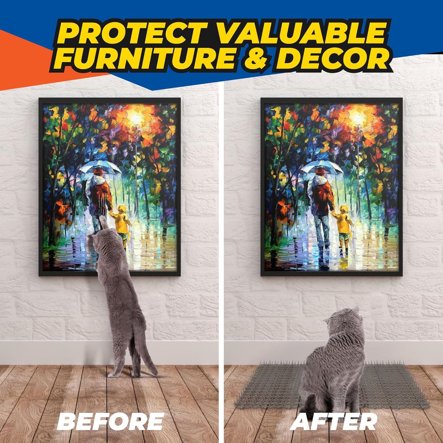 [Bundle] Cat Scat Mat & Anti-Scratch Furniture Protector – Humane Cat Repellent Spikes & Double-Sided Scratch Deterrent Tape – Indoor & Outdoor Pet Training Solution