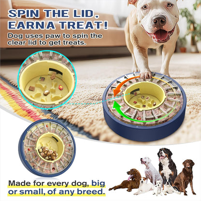 KADTC U.S. Brand & Design Large Size & Capacity Spinning Dog Puzzle Feeder - Food Dispensing Slow Puzzles Bowl for Dogs Feeding Time from 5-60 min Puppy Treat Dispenser Toys Christmas & New Year Gift