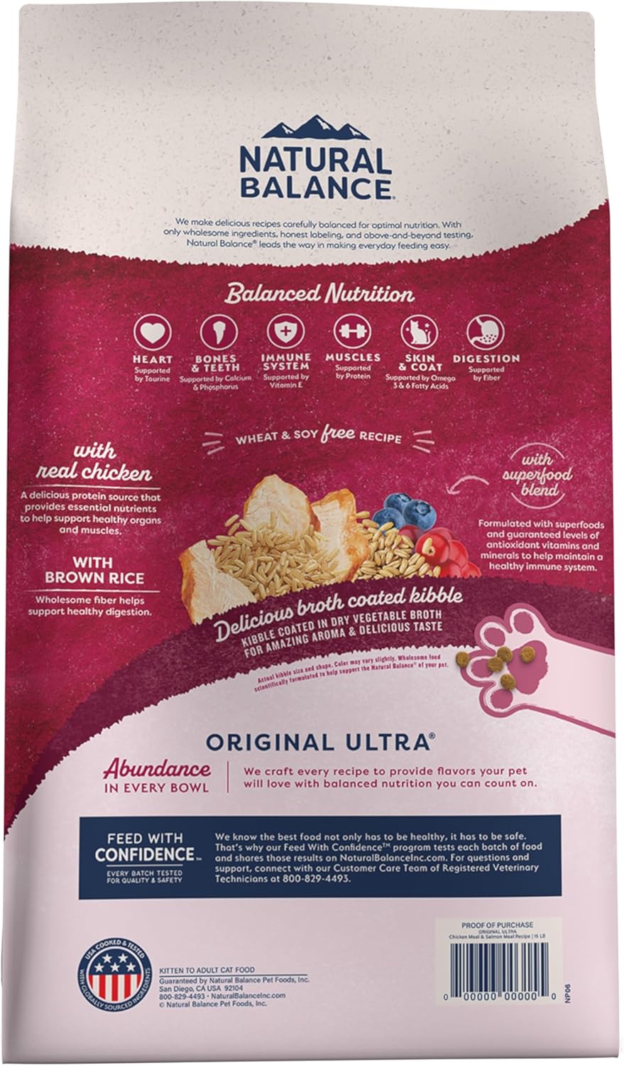Natural Balance Original Ultra Dry Cat Food, Chicken Meal & Salmon Meal Recipe, 15 lbs.