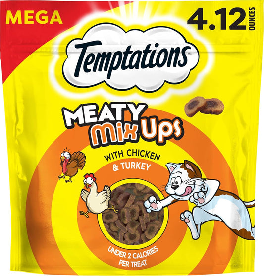 Temptations Meaty MixUps Cat Treats with Chicken & Turkey, 4.12 oz. Pouch