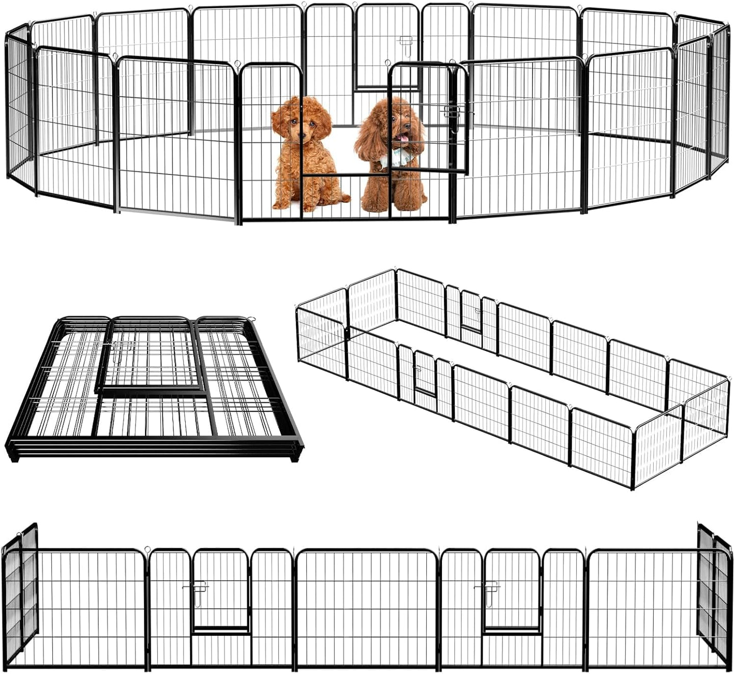NEWBULIG Dog Playpen 16 Panels 24" Height Foldable Heavy Duty Metal Dog Exercise Playpen Puppy Fence for Indoor Outdoor Yard