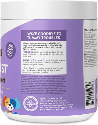 Jack&Pup Probiotic Chews for Dogs - Dog Probiotic Chews Small and Medium - Pro-Digest Bark Buddies (Up to 40 lbs) Puppy Probiotic Dog Chews, Pet Probiotics for Dogs - Probiotics for Puppies (60ct)