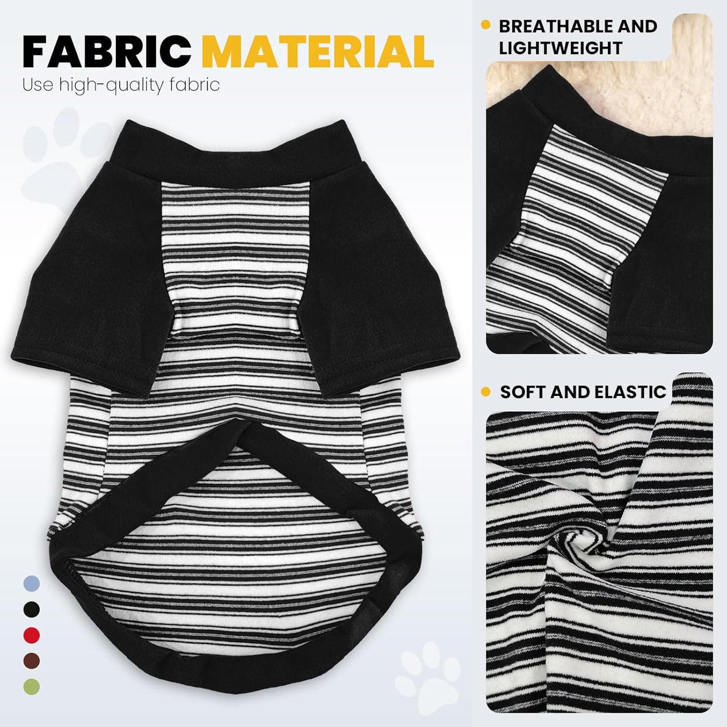 Fleece Dog Sweatshirt with Leash Ring Lightweight Stretchy Dogs T-Shirt Striped Sleeves Pet Clothes Soft Dog Sweaters for Large Dogs Border Collie,Golden Retriever,Doberman（Black,5X-Large）