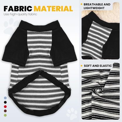 Fleece Dog Sweatshirt with Leash Ring Lightweight Stretchy Dogs T-Shirt Striped Sleeves Pet Clothes Soft Dog Sweaters for Large Dogs Border Collie,Golden Retriever,Doberman（Black,5X-Large）